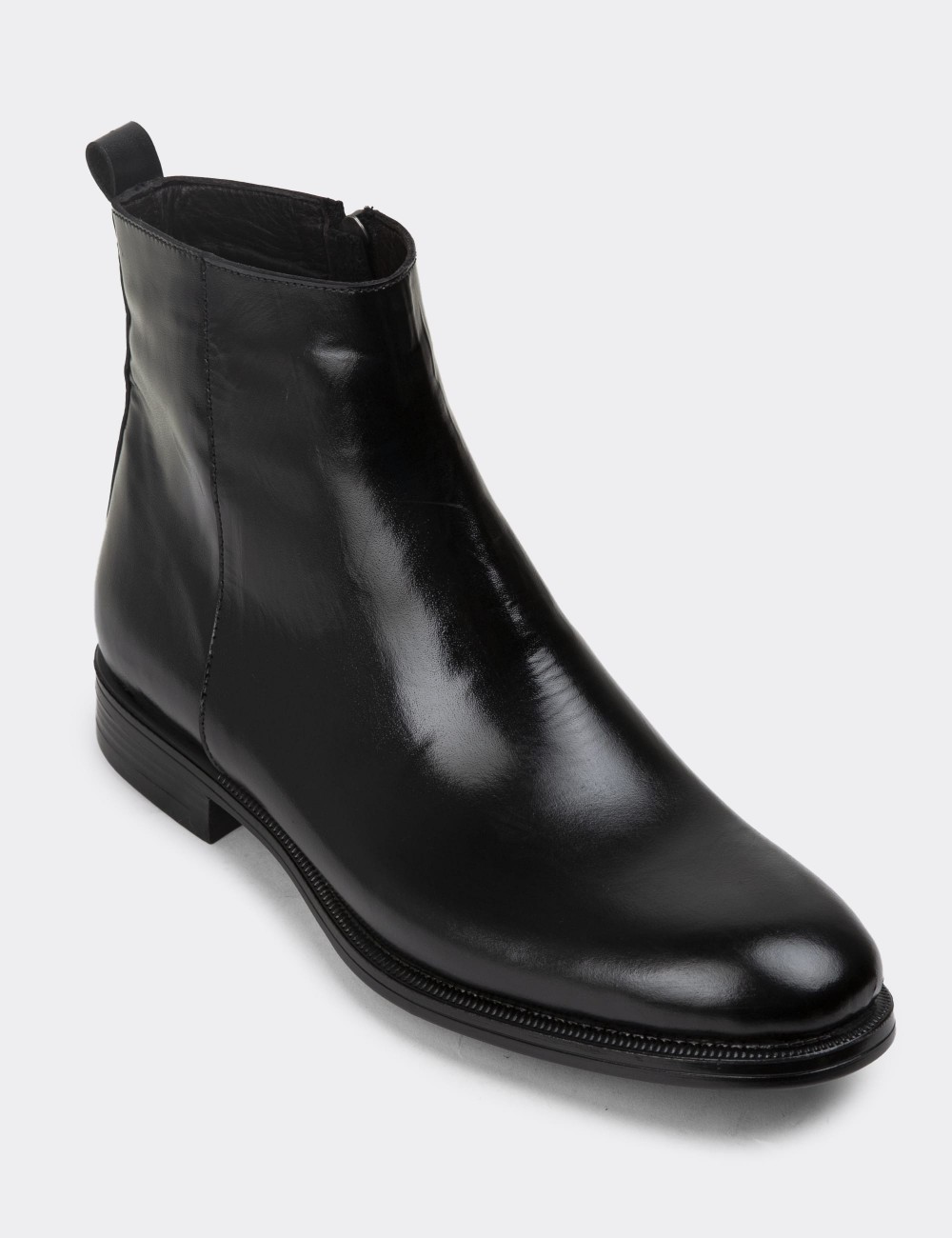 Black Leather Boots - 01921MSYHC04