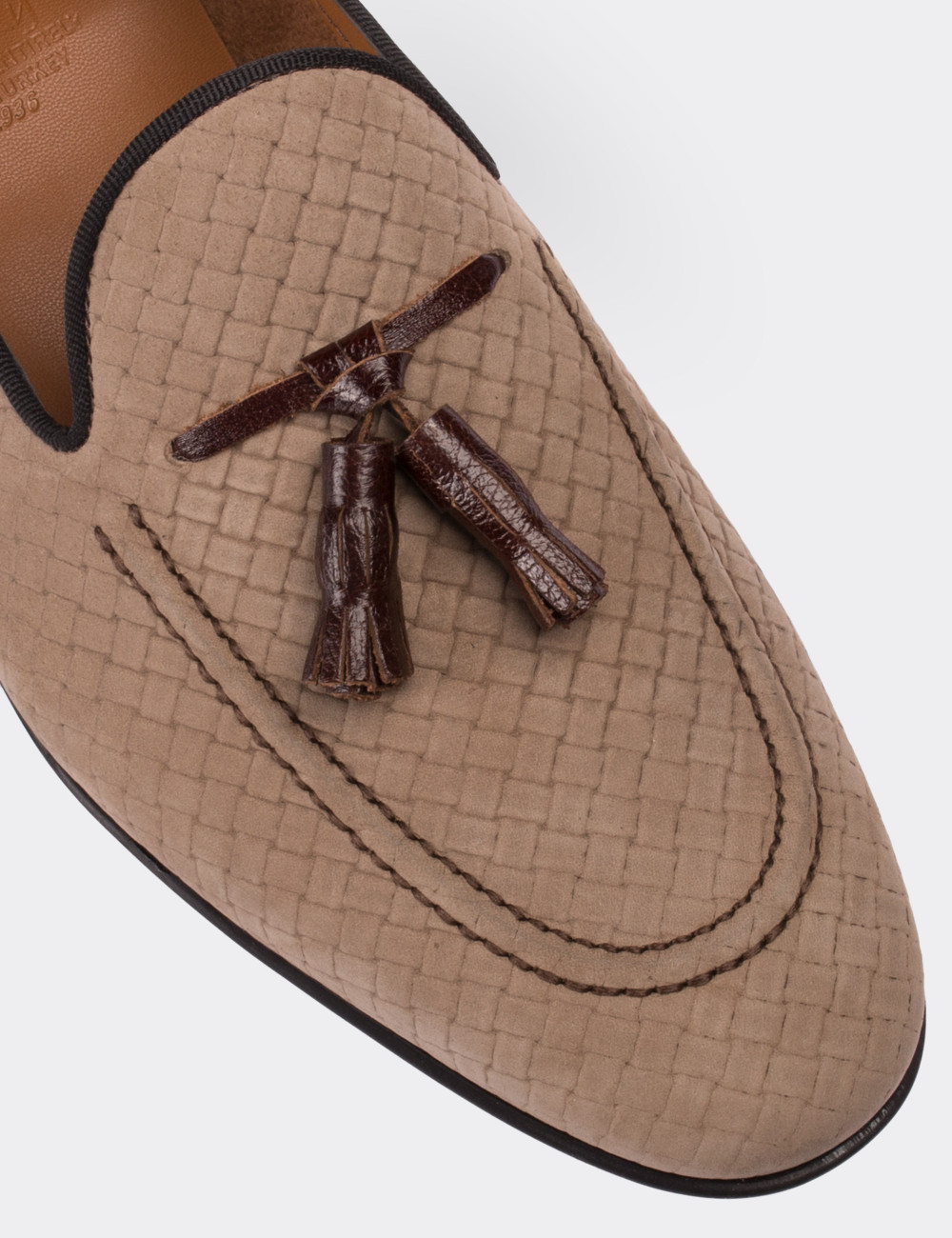 Beige Nubuck Leather Loafers - 01642MBEJC02