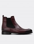 Burgundy Leather Chelsea Boots