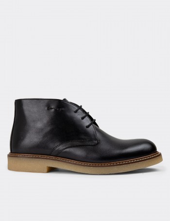 Black Leather Desert Boots - 01295MSYHC15