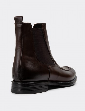 Brown Leather Chelsea Boots - 01953MKHVC01