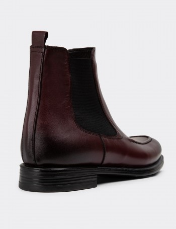 Burgundy Leather Chelsea Boots - 01953MBRDC01