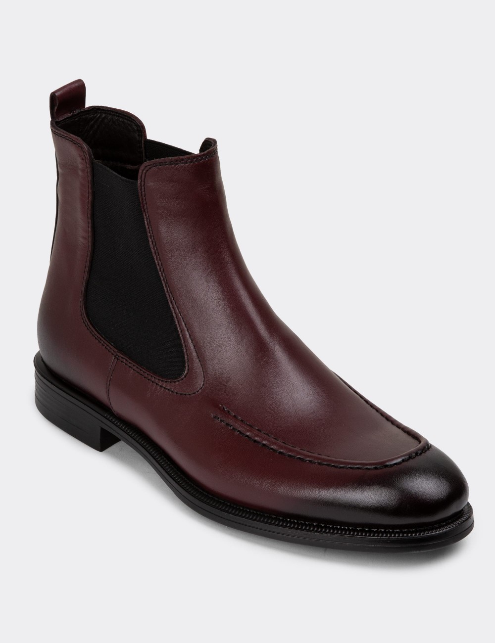 Burgundy Leather Chelsea Boots - 01953MBRDC01