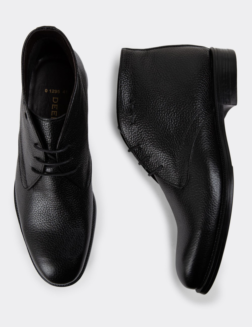 Black Leather Desert Boots - 01295MSYHC14