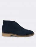 Navy Suede Leather Desert Boots