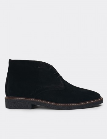 Black Suede Leather Desert Boots - 01967ZSYHC01