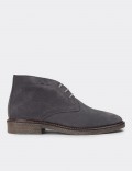 Gray Suede Leather Desert Boots