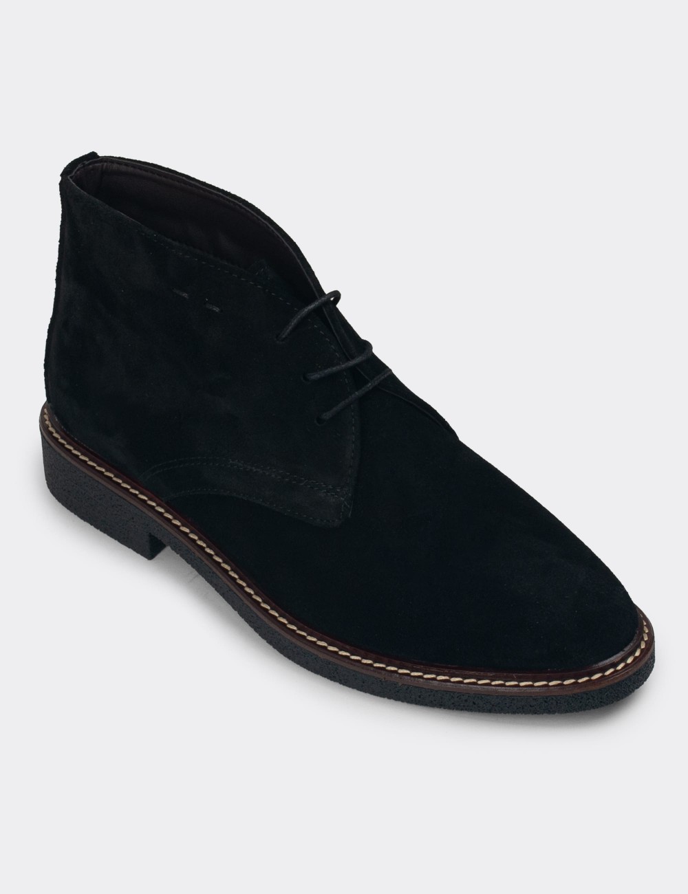 Black Suede Leather Desert Boots - 01967ZSYHC01