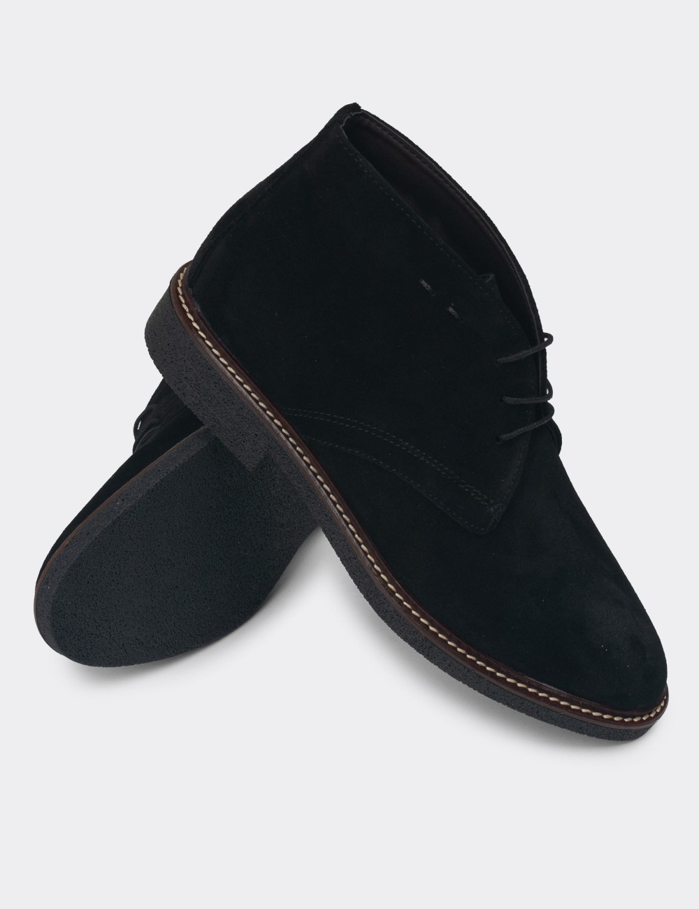 Black Suede Leather Desert Boots - 01967ZSYHC01