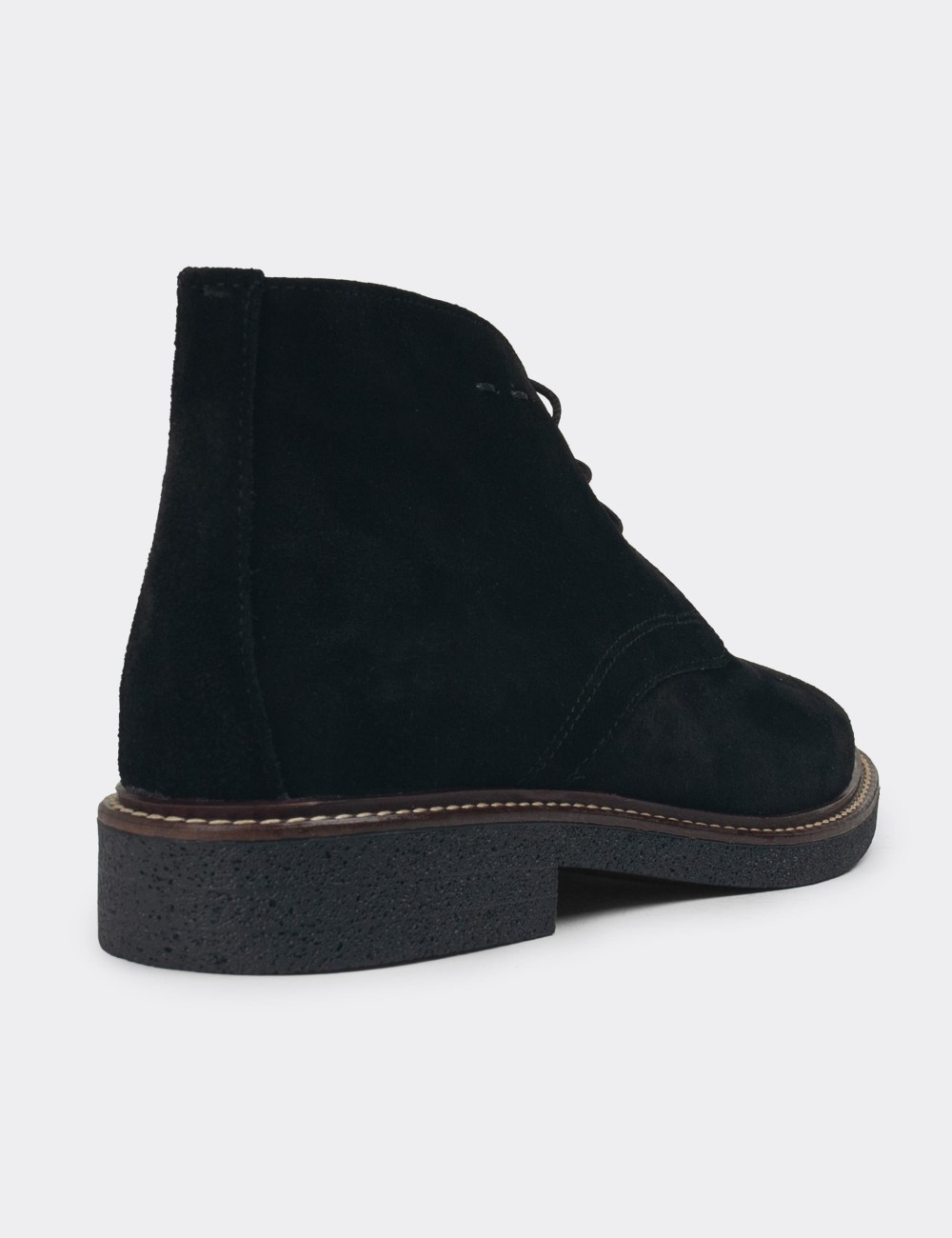 Black Suede Leather Desert Boots - 01967ZSYHC01