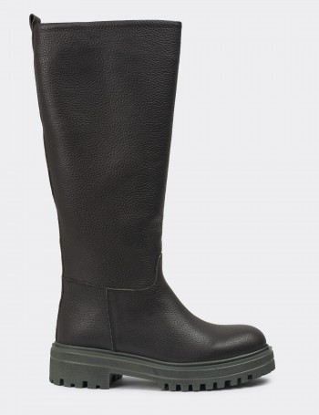 Green Leather Boots - E1071ZYSLE01