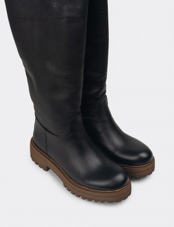 Black Leather Boots - E1071ZSYHE04