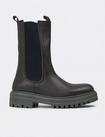 Green Leather Chelsea Boots - E2020ZHAKC01