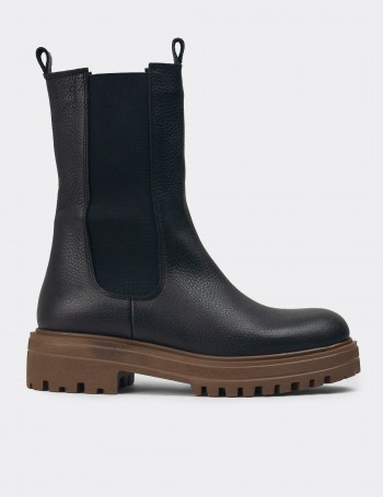 Black Leather Chelsea Boots - E2020ZSYHE01