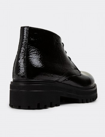 Black Patent Leather Desert Boots - 01847ZSYHE03