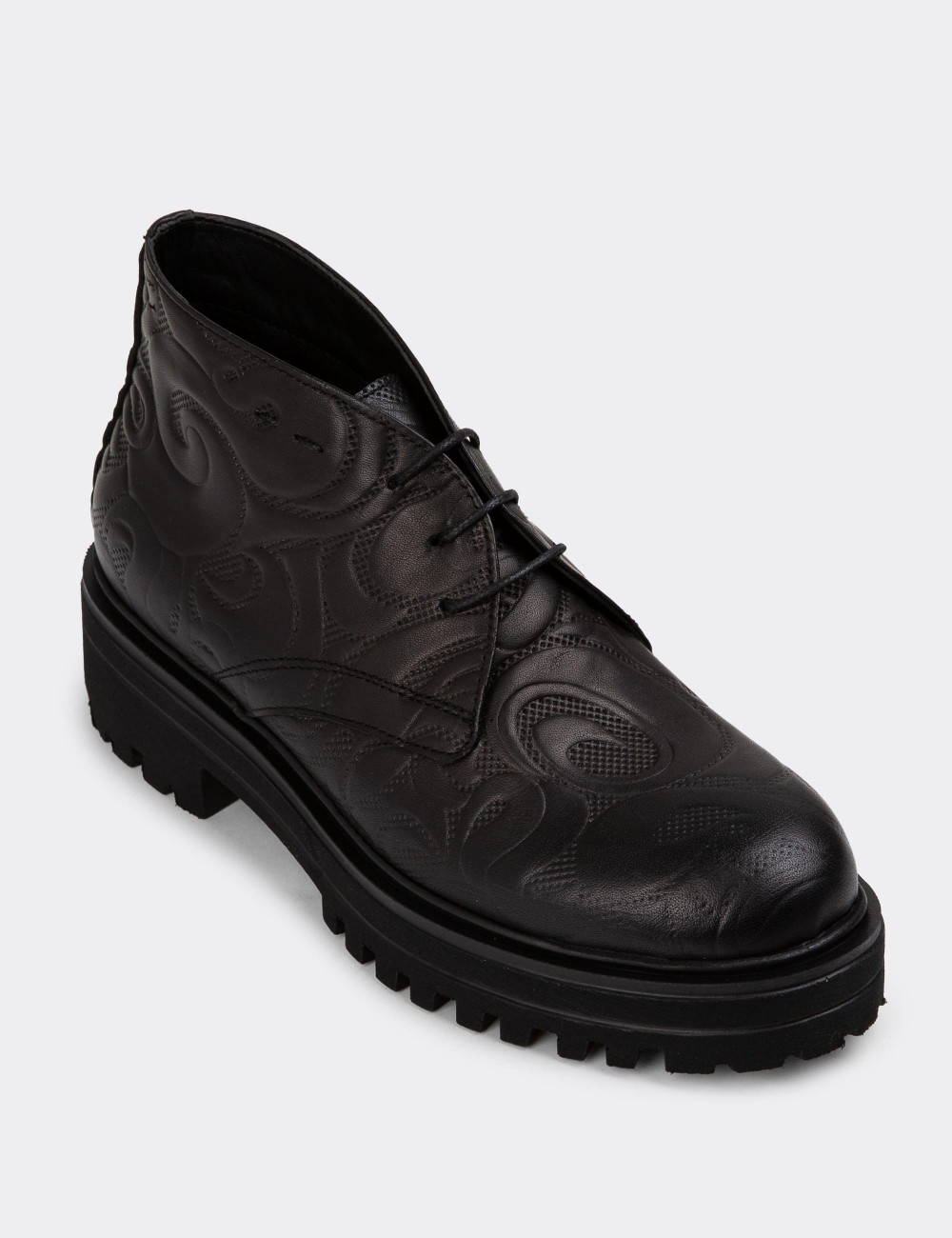 Black Leather Desert Boots - 01847ZSYHE06