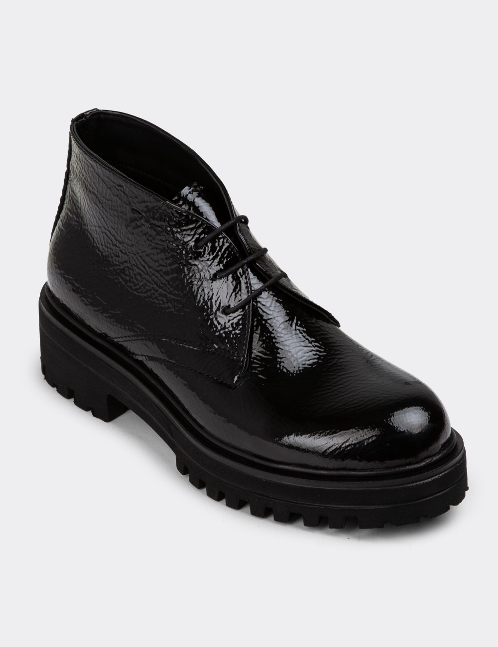 Black Patent Leather Desert Boots - 01847ZSYHE03