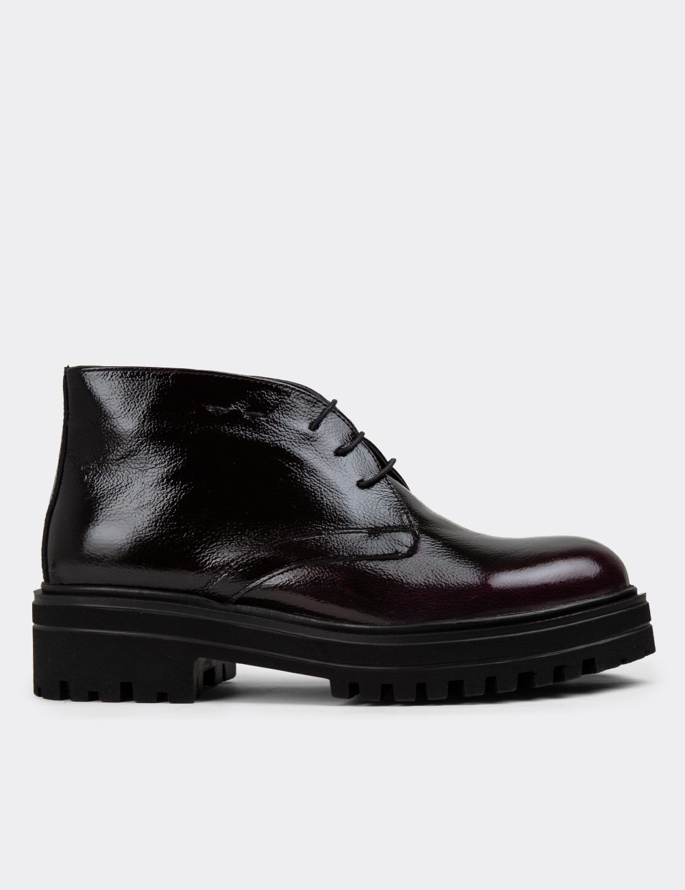 Burgundy Patent Leather Desert Boots - 01847ZBRDE02