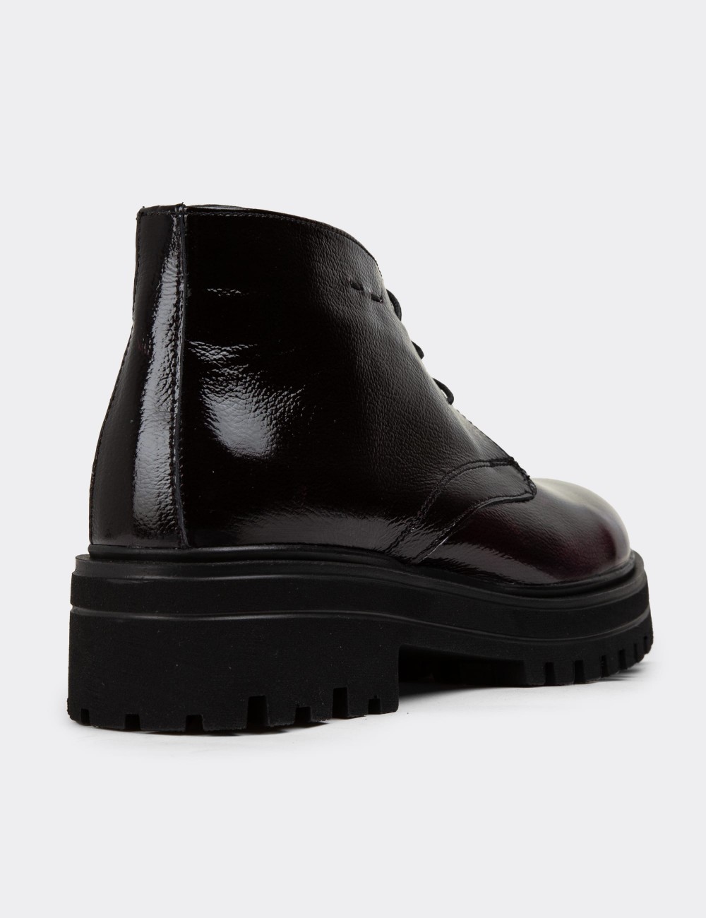 Burgundy Patent Leather Desert Boots - 01847ZBRDE02