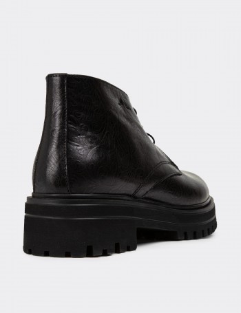 Black Leather Desert Boots - 01847ZSYHE04