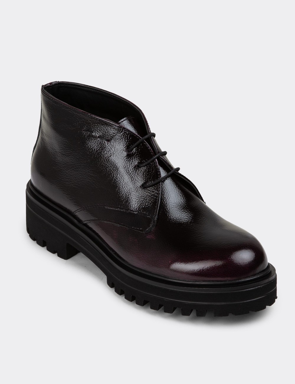Burgundy Patent Leather Desert Boots - 01847ZBRDE02