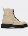 Beige Suede Leather Postal Boots