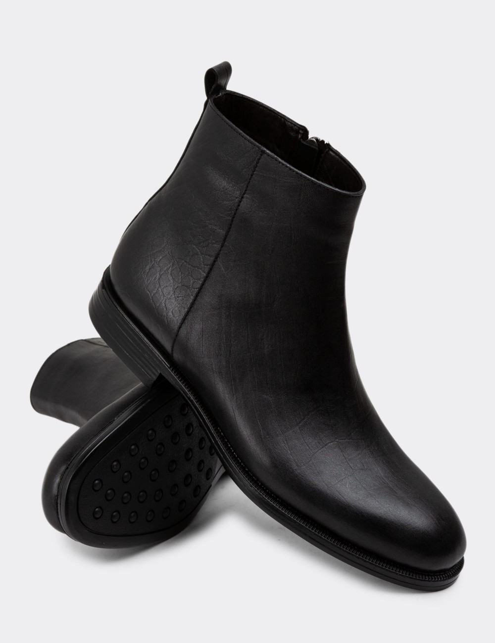 Black Leather Boots - 01921MSYHC03