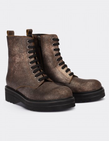Sandstone Leather Postal Boots - 01814ZVZNE05