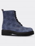 Blue Suede Leather Postal Boots