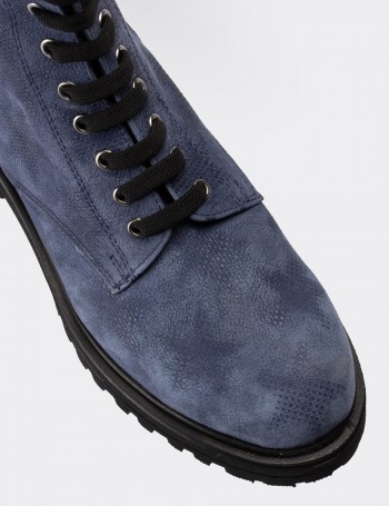 Blue Suede Leather Postal Boots - 01814ZMVIE07