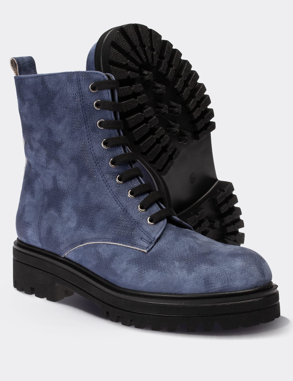Blue Suede Leather Postal Boots - 01814ZMVIE07