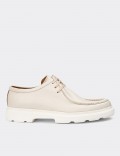 Beige Leather Lace-up Shoes