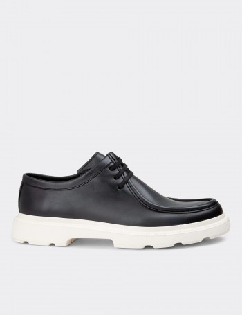 Gray Leather Lace-up Shoes - 01851MGRIP02