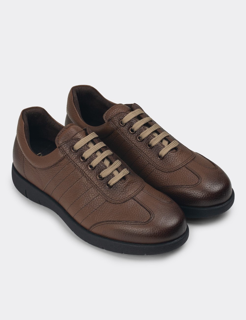 Tan Leather Lace-up Shoes - 01950MTBAC01