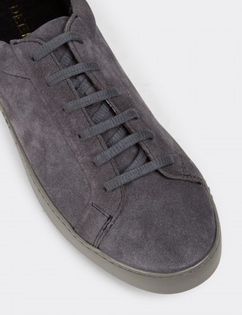 Gray Suede Leather Sneakers - 01955MGRIC01