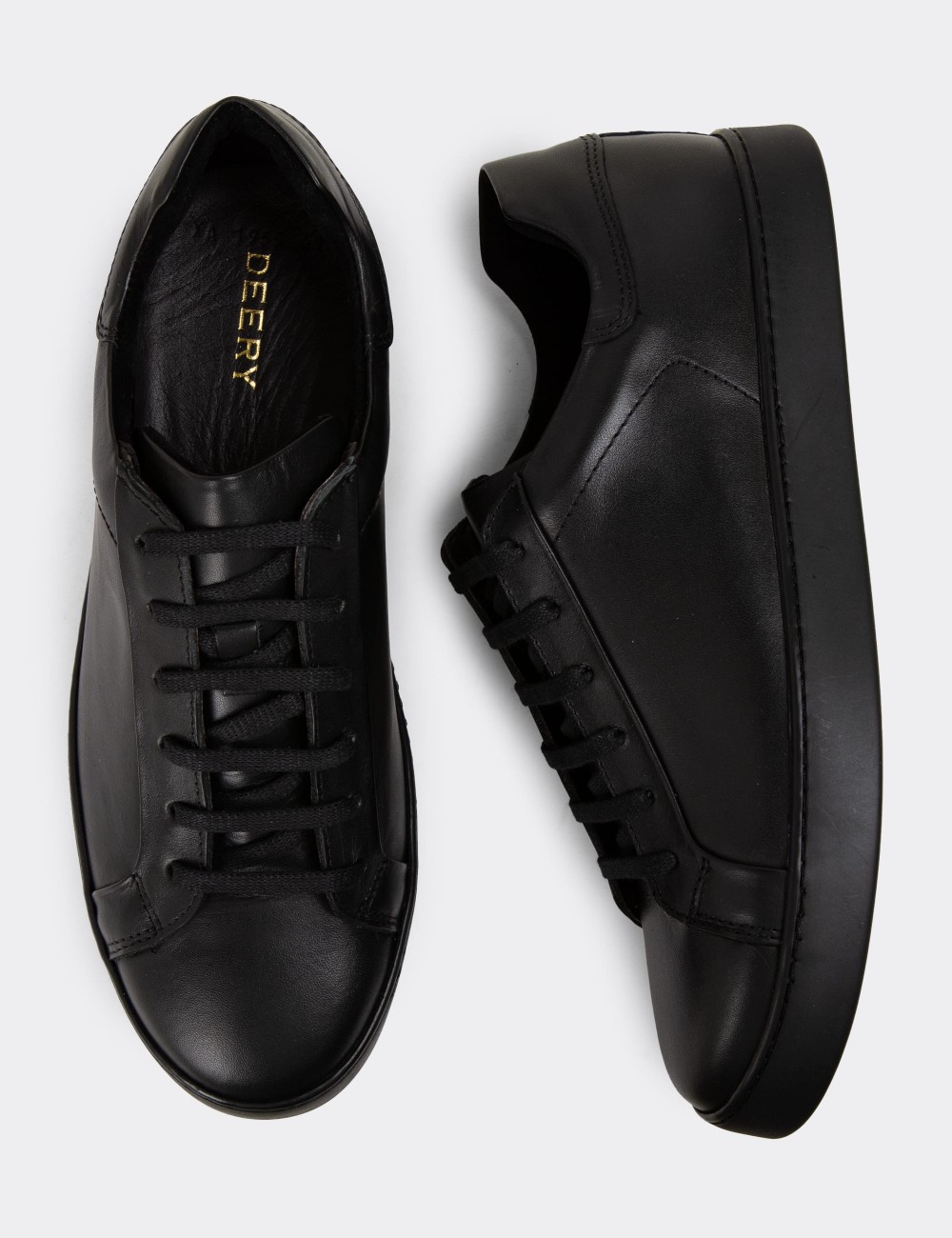 Black Leather Sneakers - 01955MSYHC01