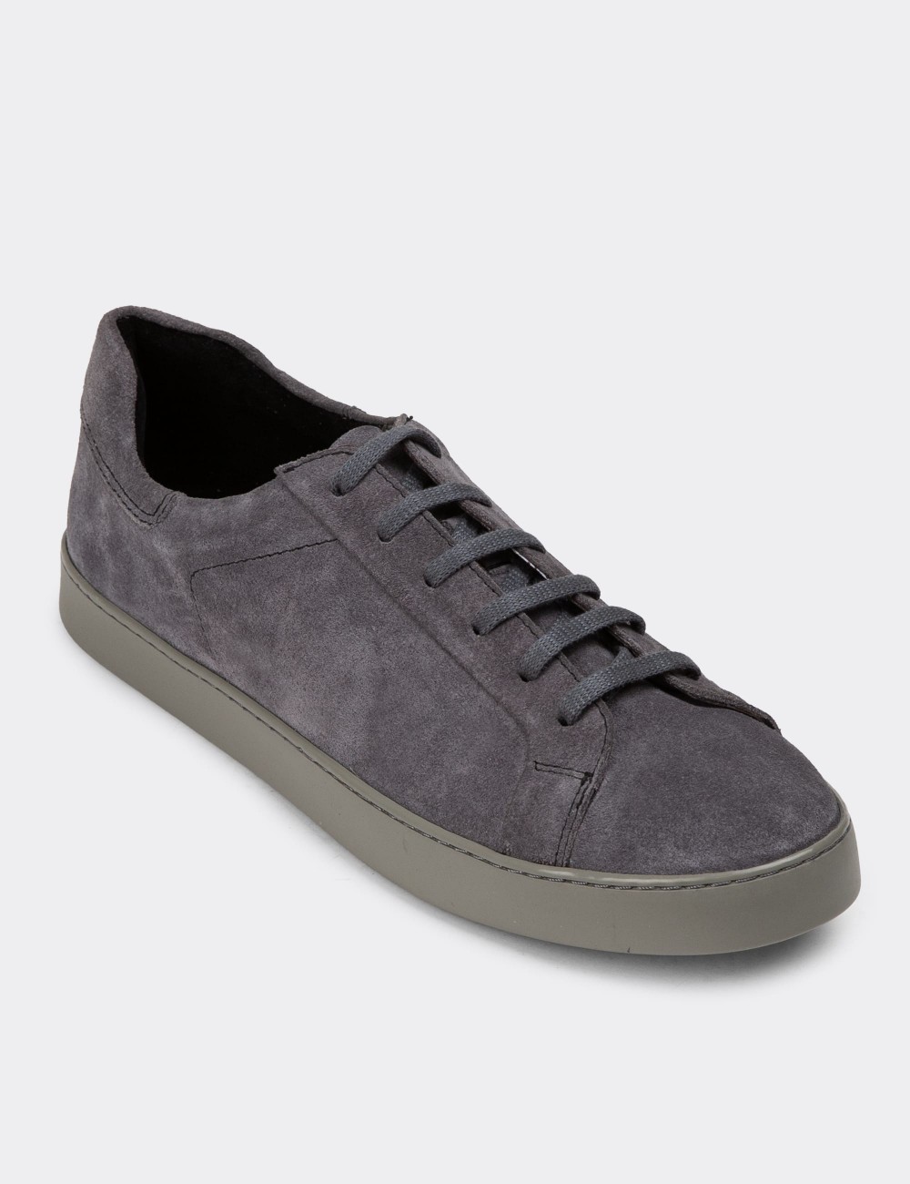 Gray Suede Leather Sneakers - 01955MGRIC01