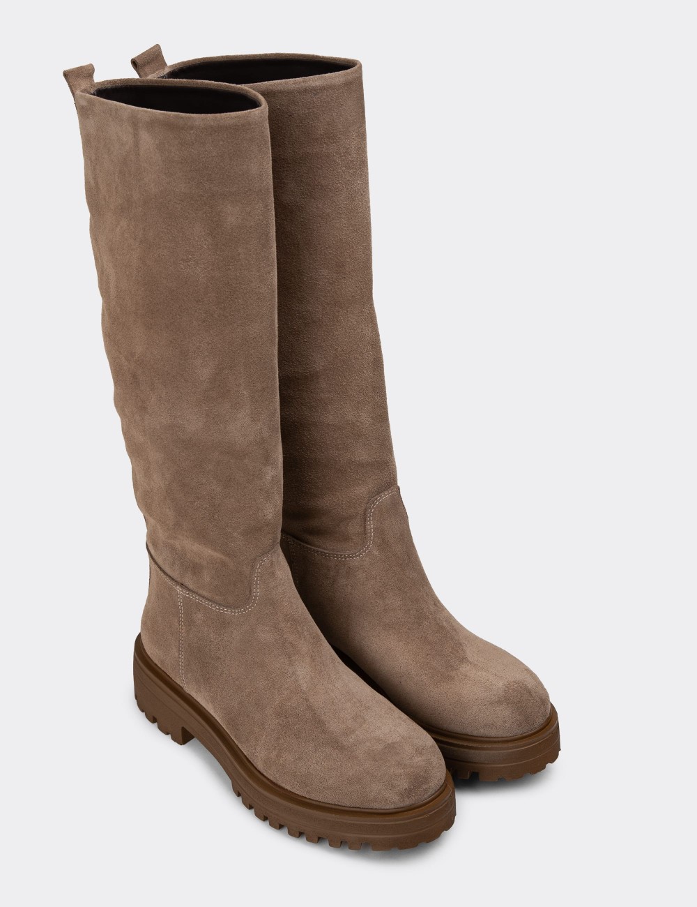 Sandstone Suede Leather Boots - E1071ZVZNE01
