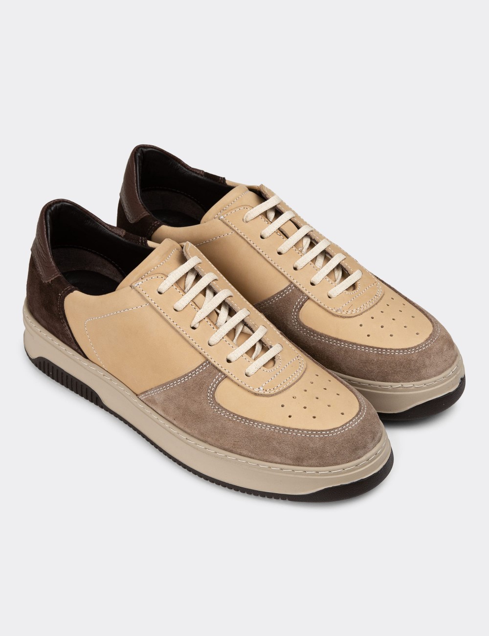 Sandstone Leather Sneakers - 01965MVZNE01