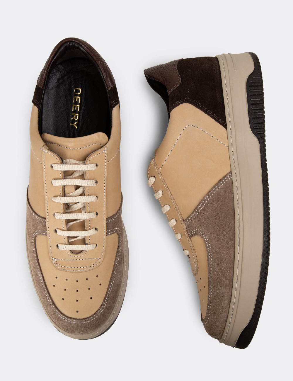 Sandstone Leather Sneakers - 01965MVZNE01