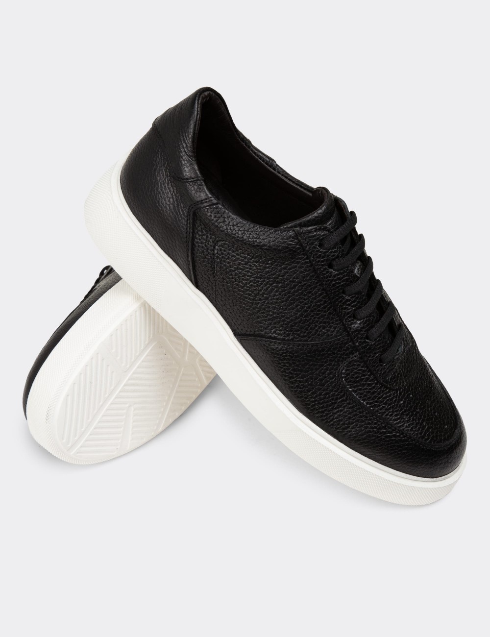 Black Leather Sneakers - 01965MSYHE01