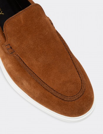 Tan Suede Leather Loafers - 01957MTBAE01