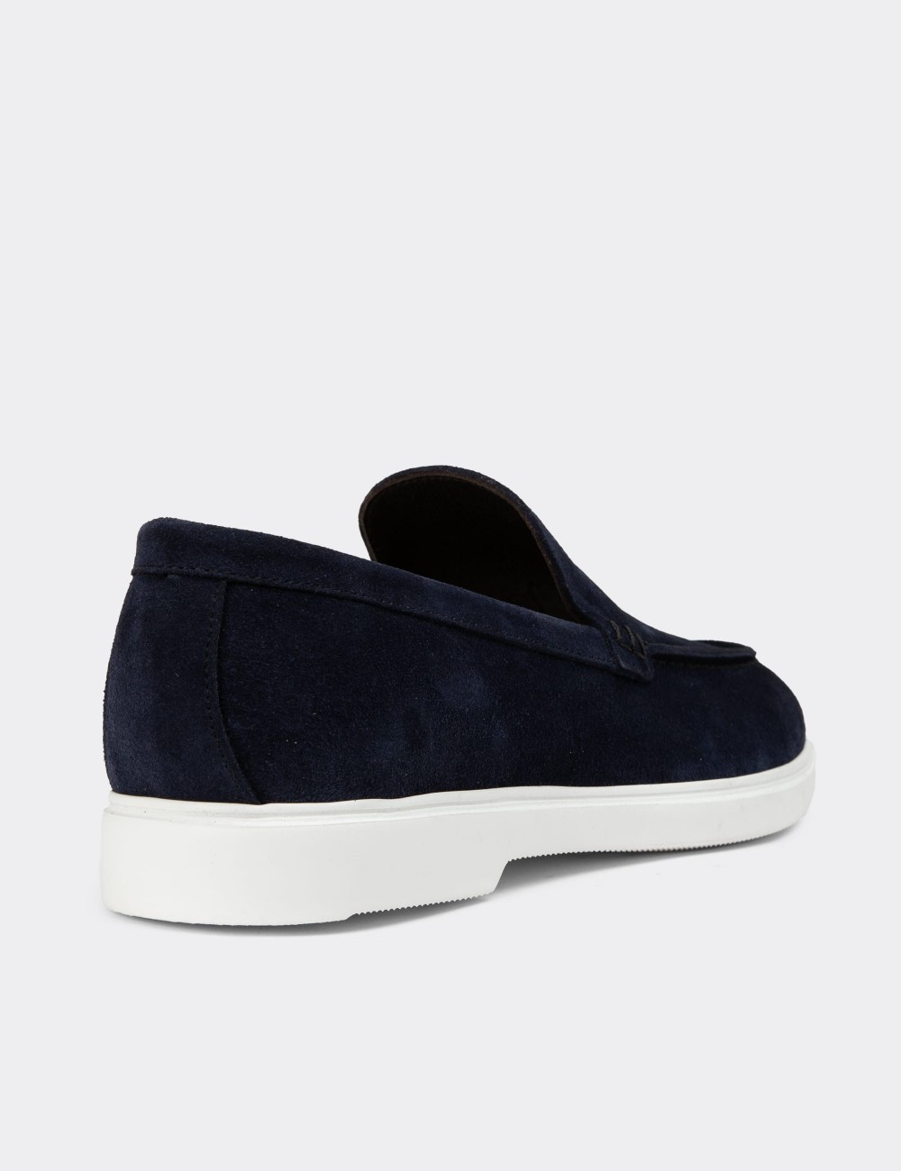 Navy Suede Leather Loafers - 01957MLCVE01