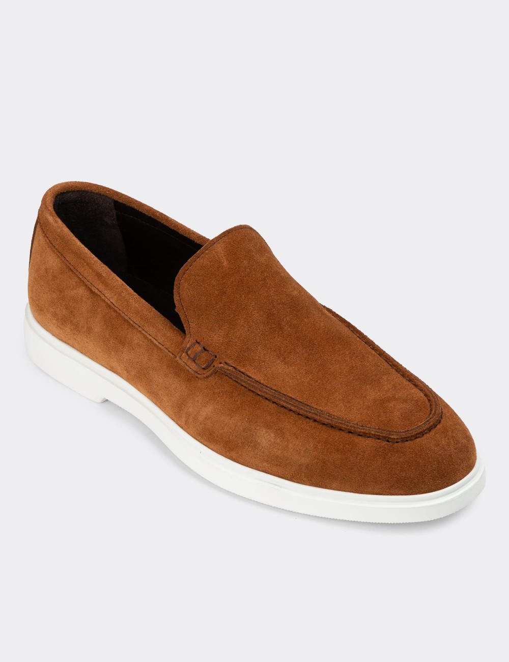 Tan Suede Leather Loafers - 01957MTBAE01