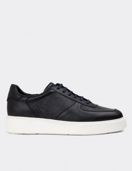Navy Leather Sneakers