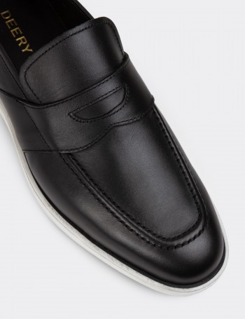 Black Leather Loafers - 01960MSYHC01