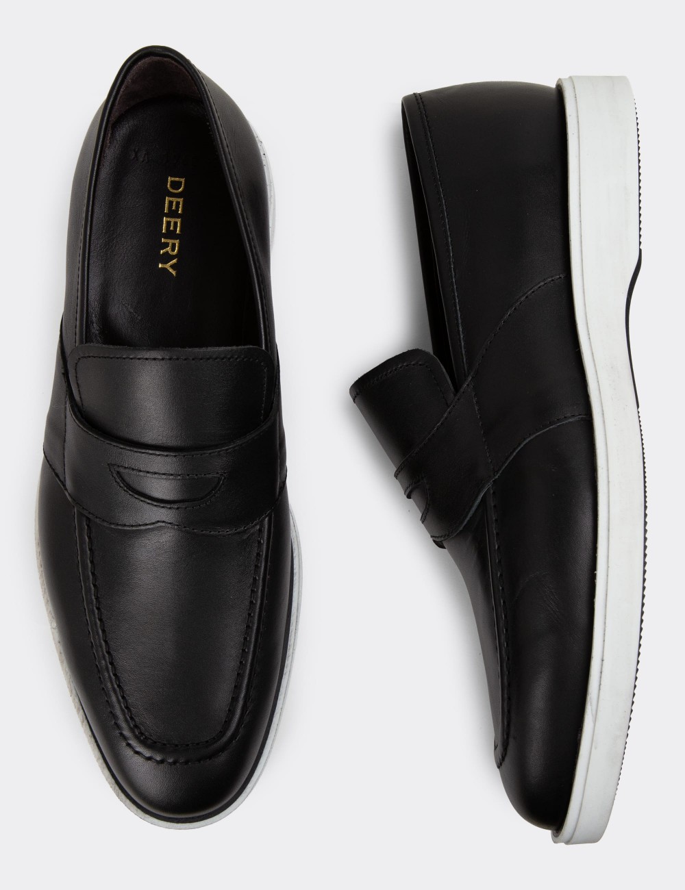 Black Leather Loafers - 01960MSYHC01