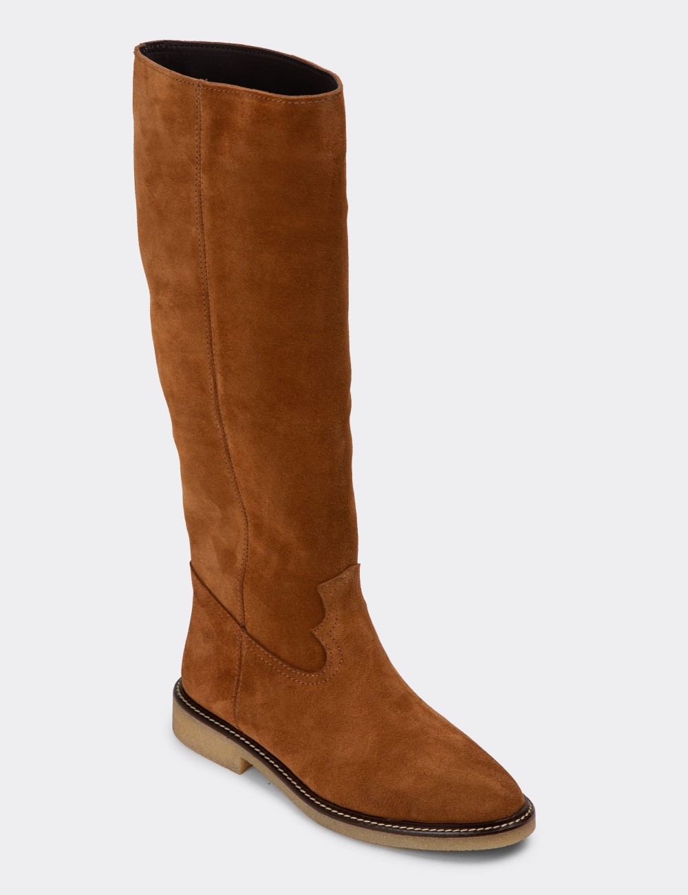 Tan Suede Leather Boots - 01968ZTBAC01