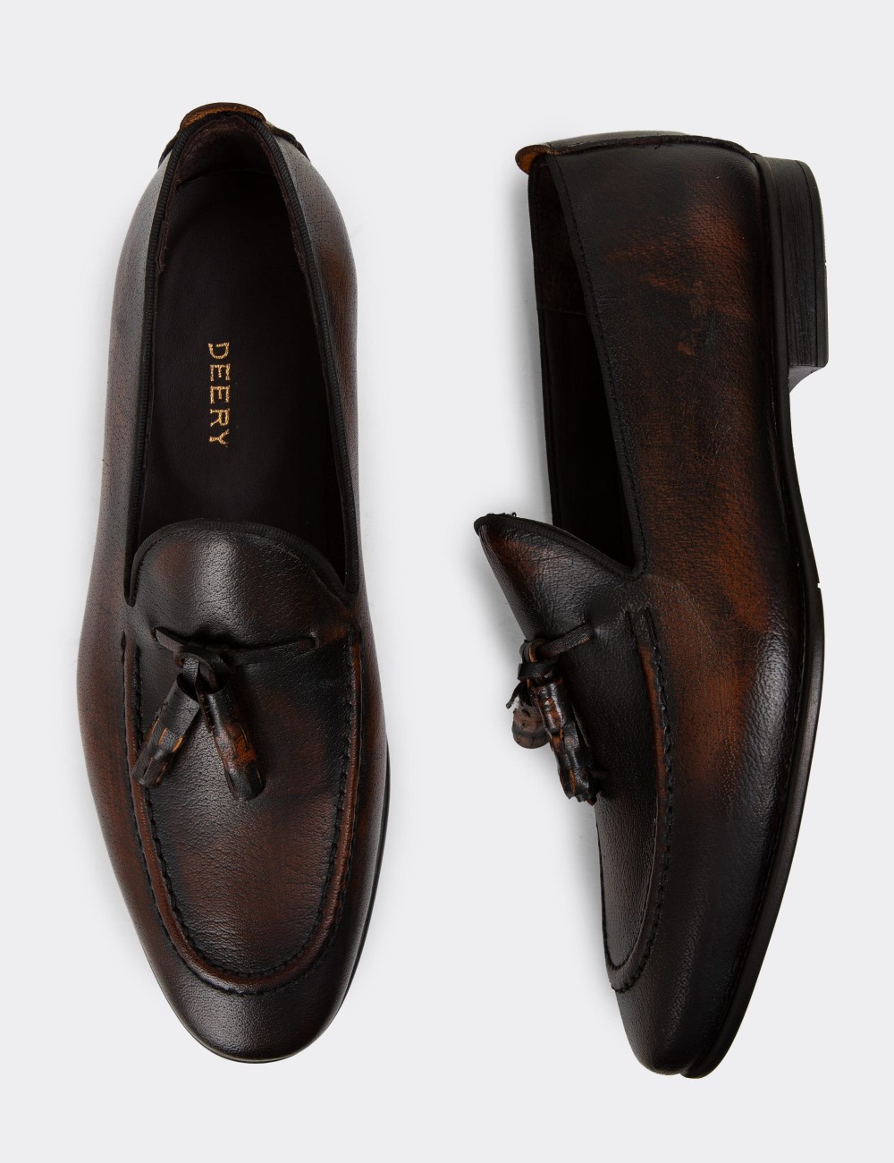 Brown Leather Loafers - 01701MKHVC79