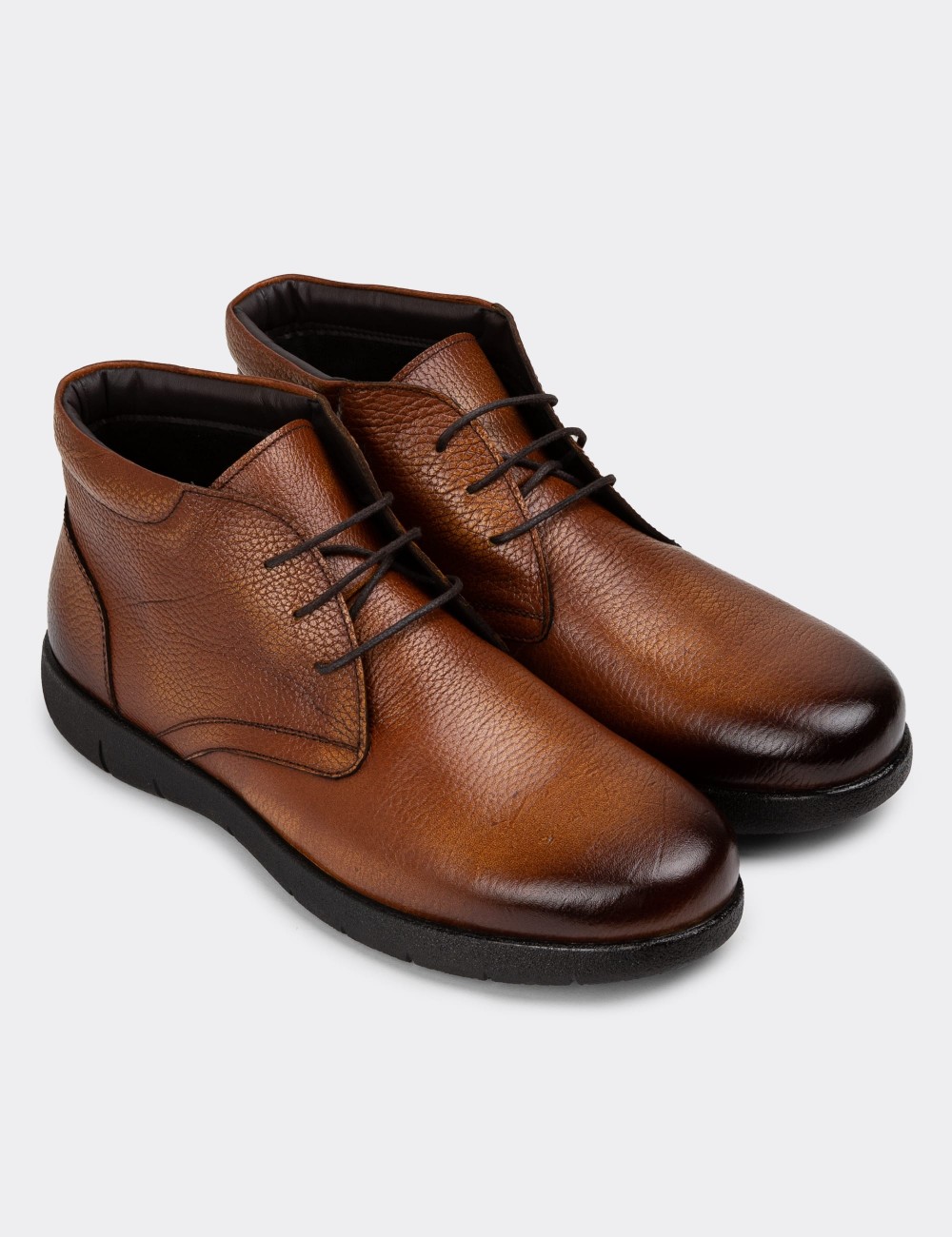 Tan Leather Boots - 01970MTBAC01